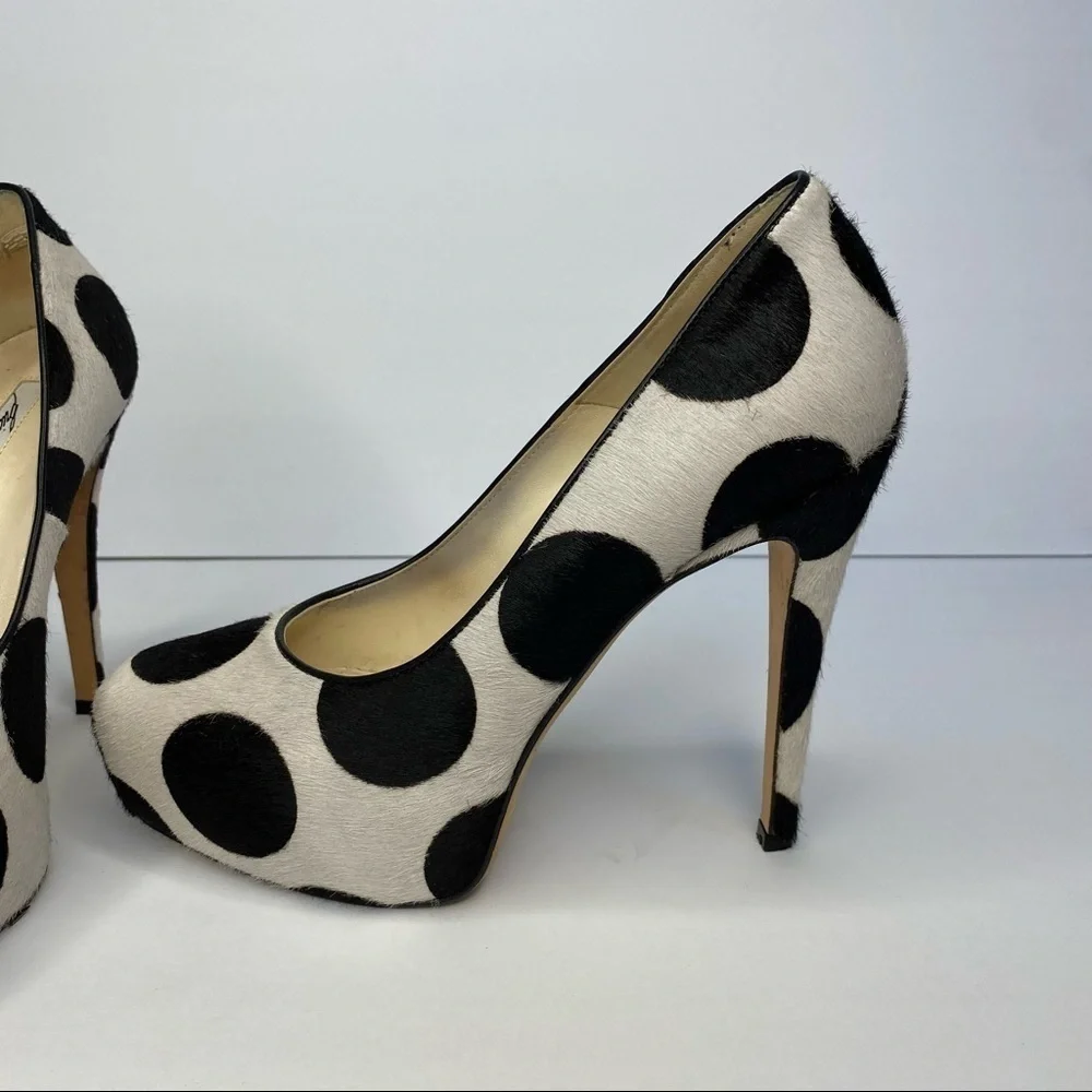 𝅺BRIAN Atwood Pony-skin Polka Dot Heels